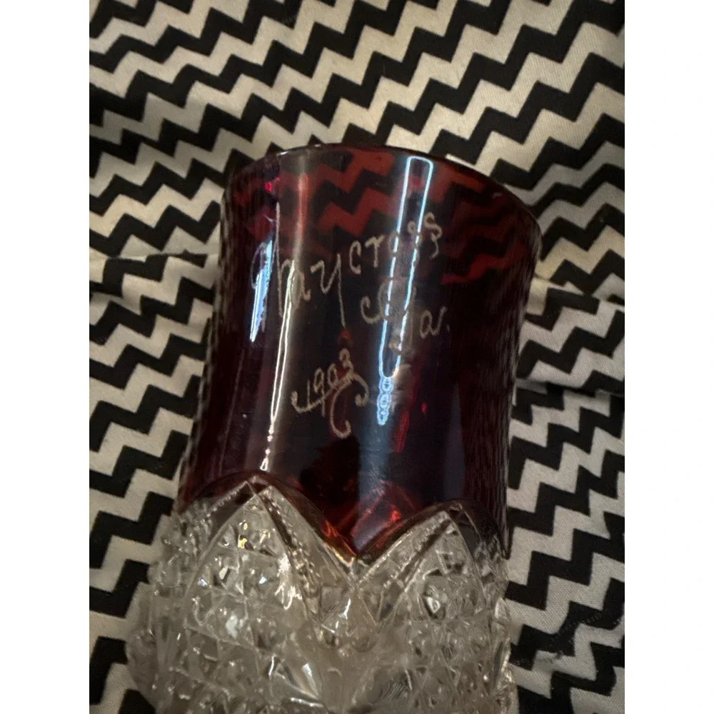 Vintage Ruby Stained Glass Souvenir Small Cups St. Paul Minn MORE - Lot 4